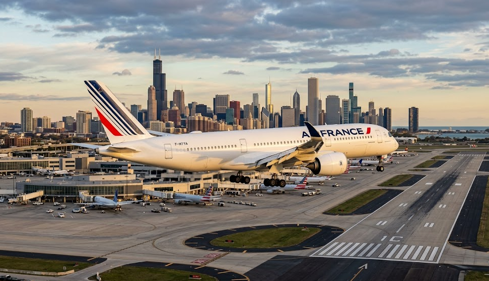 air france a350 chicago flight return